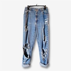Vintage Liz Claiborne Mom Jeans Distressed Ripped High Rise Classic Fit 10 Short